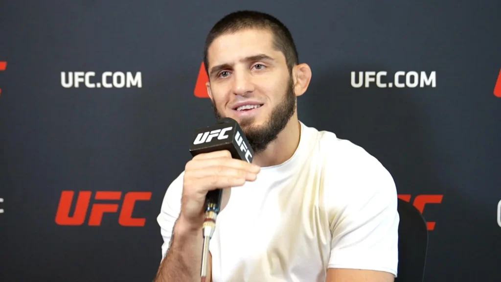 Islam Makhachev UFC lightweight champion celebration